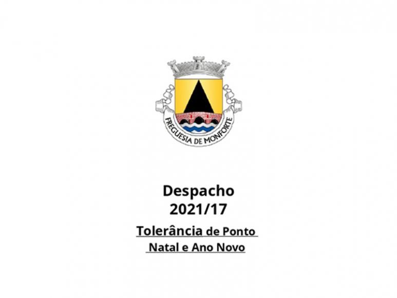 Despacho - Tolerância de Ponto (Natal e Ano Novo)