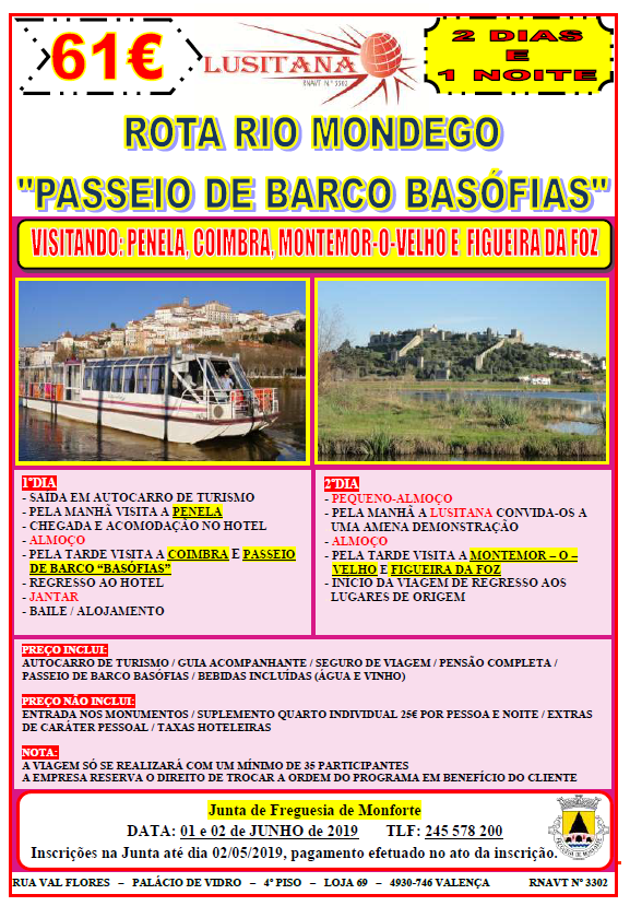 Passeio Rota do Mondego